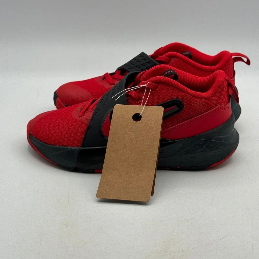Nike Team Hustle D 12 Shoes Kids Size 2Y Red Black Basketball HF6280 602